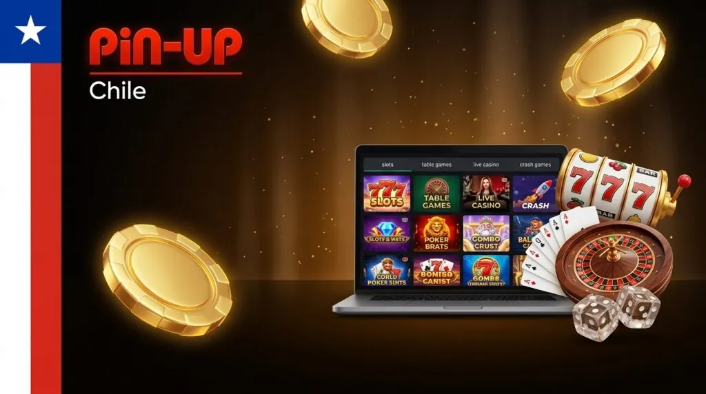 Catálogo de juegos de Pin-Up Casino Chile con slots, ruleta y juegos de mesa